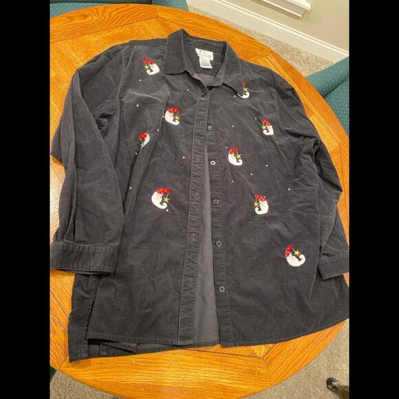 Christmas ugly button up collared short the quacker factory extra large xl - Picture 2 of 3